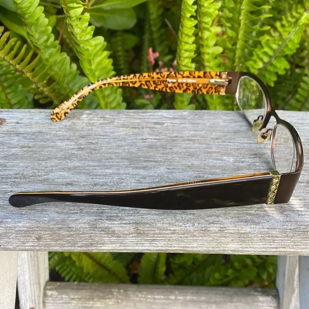 Bebe Peekaboo Tigress Brown Cheetah Eyeglass Frames Rectangle Shape 53-18-135